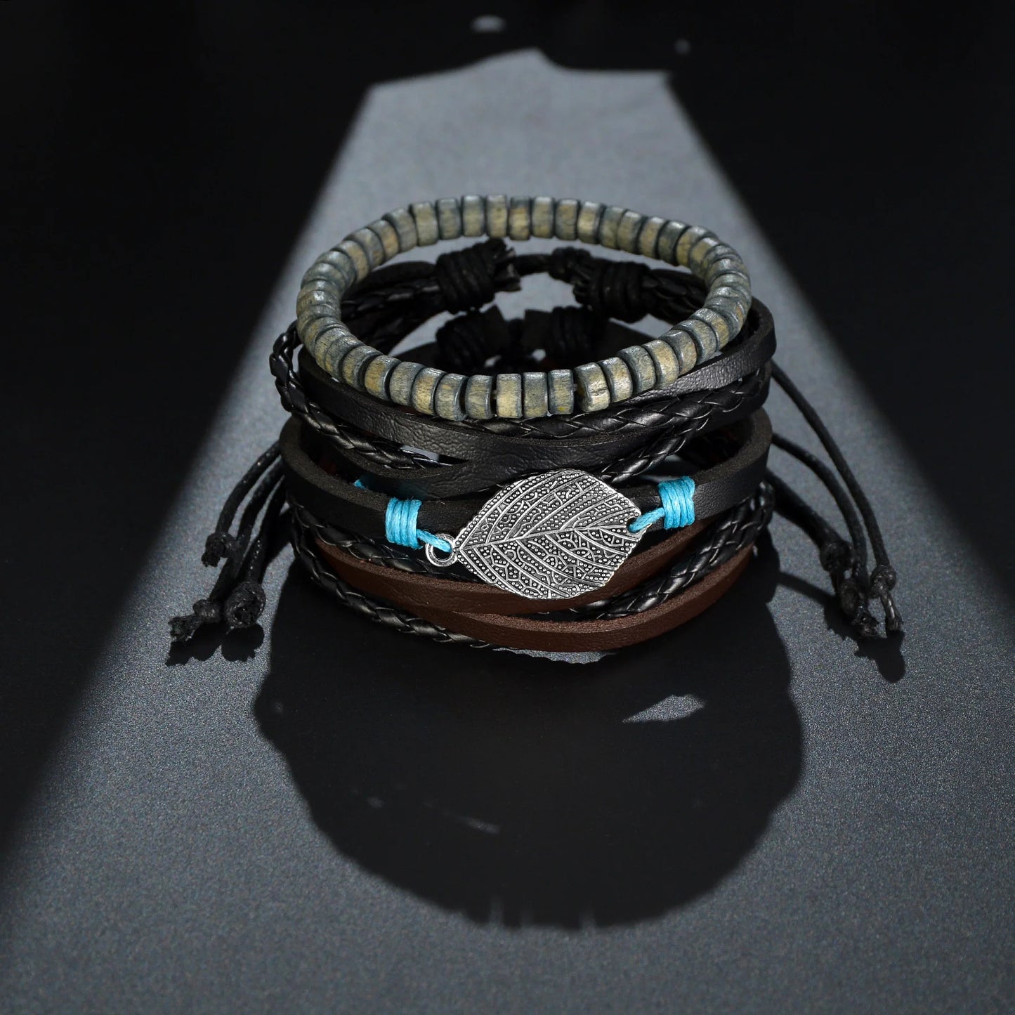 3/4Pcs/ Set Braided Wrap Leather Bracelet