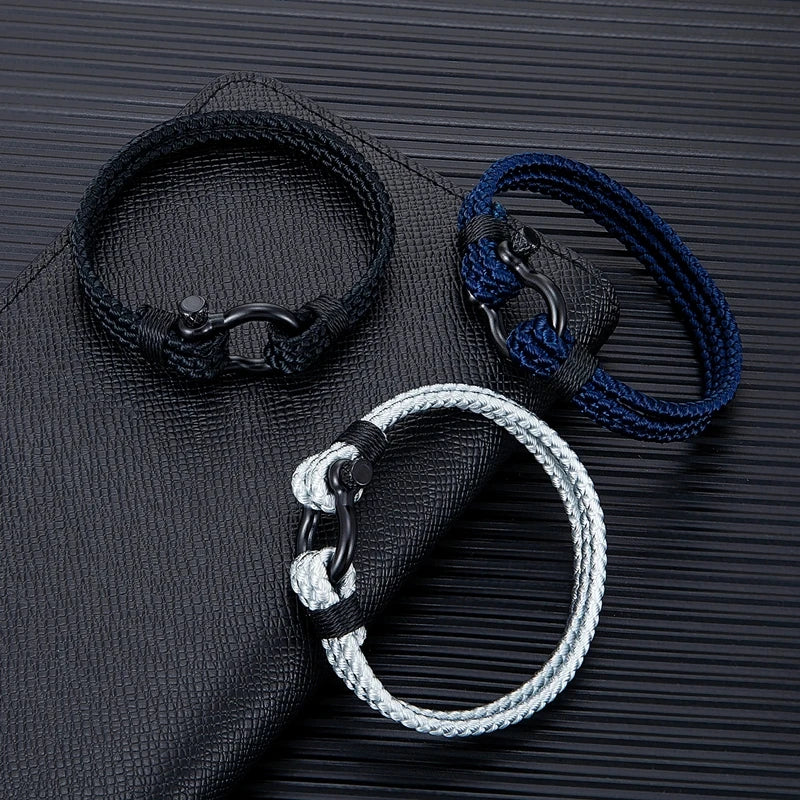 Black Stainless Steel Horseshoe Buckle Bracelet